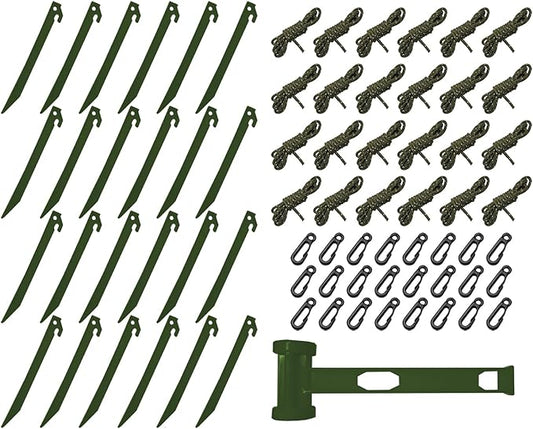24 Sets Inflatable Plastic Stakes, Spike Hook Awning Camping Tents Pegs Stakes Replacement Yard Blow up Stakes Canopy (24x Tents, 24x Hooks, 24x Ropes, 1x Hammers)