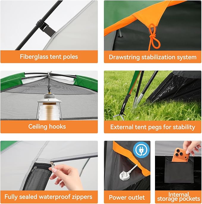 COBIZI 4-6-8-10 Person Camping Tent, Spacious Family Tents for Camping Ideal, Hiking, 3500mm Waterproof Double-Layer Windproof Tent for Hiking & Backpacking