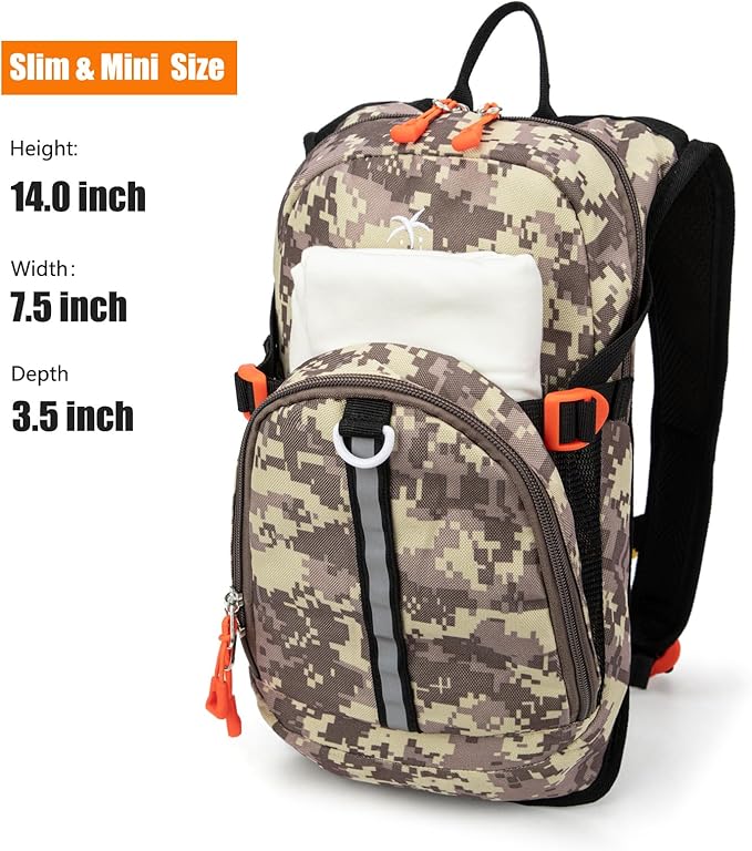 Kids Hydration Backpack, Water Hiking Backpack for Boys or Girls with 1.5L Reservoir Bladder