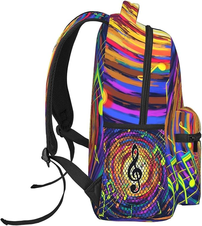 Men Women Lightweight Abstract Music Notes Art Backpack Large Capacity Carry On Bag With Padded Straps for Sports Work Walking Cycling