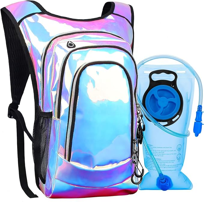 Hydration Backpack, Festival Rave Hydration Pack, Water Backpack with 2L Hydration Bladder, Rave Backpack Hydration Pack Hydropack Hydro for Hiking, Biking, Festivals, Raves