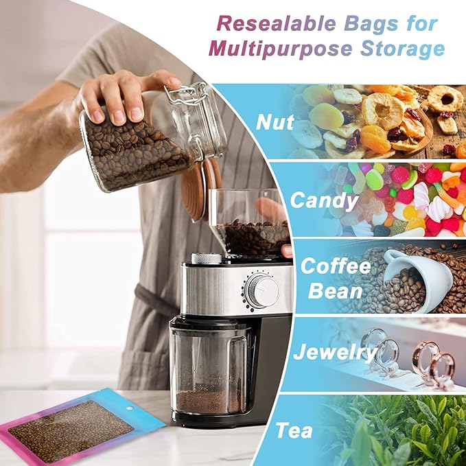 100 Pcs Resealable Mylar Bags, Gradient Color Food Storage Bags, Zip Bag Foil Bags Packaging Pouch for Food Storage, Sample, Small Business (Blue Pink, 5.9 X 8.6 Inch)
