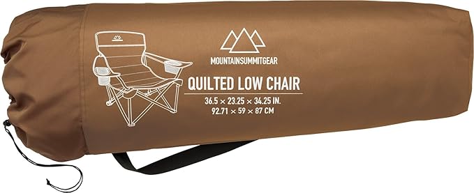MOUNTAIN SUMMIT GEAR Quilted Low Camping Chair with Padded Seat and Back for Camping/Hiking/Backpacking Made by Caddis Sports (Low Chair (Brown))