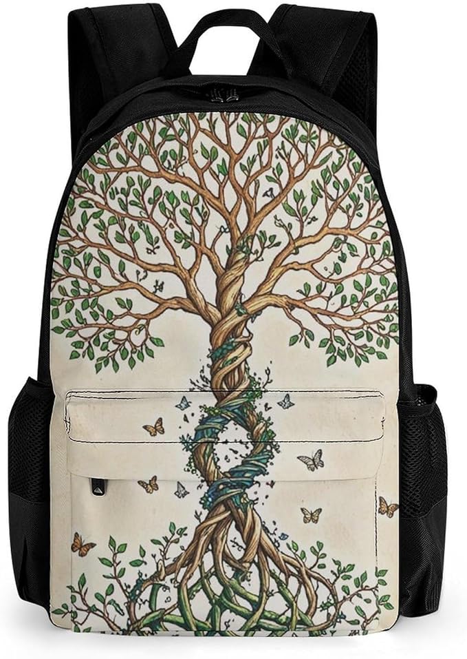 Supdreamc Rucksack Anti-Theft Multipurpose Large Capacity Carry On Bag, Dna Tree Of Life Travel Hiking Bag Day Pack With Side Pockets