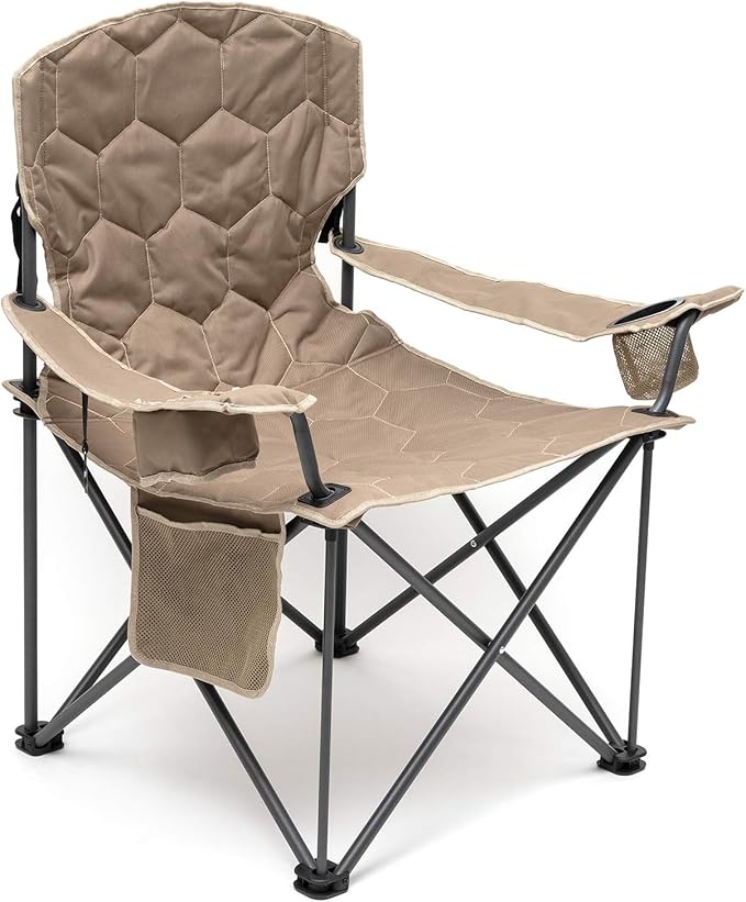 SUNNYFEEL XXL Oversized Camping Chair Heavy Duty 500 LBS for Big Tall People Above 6'4 Padded Portable Folding Sports Lawn Chairs with Armrest Cup Holder & Pocket for Outdoor/Travel/Picnic/Camp