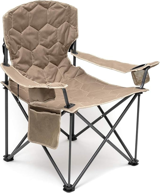 SUNNYFEEL XXL Oversized Camping Chair Heavy Duty 500 LBS for Big Tall People Above 6'4 Padded Portable Folding Sports Lawn Chairs with Armrest Cup Holder & Pocket for Outdoor/Travel/Picnic/Camp
