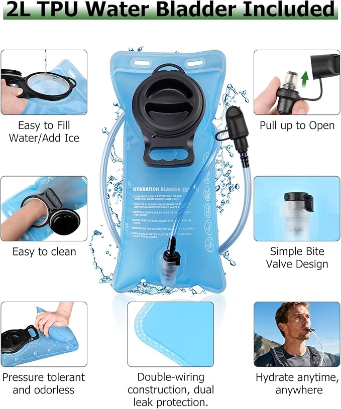 NOOLA Running Vest with 2L Water Bladder, Reflective Hydration Backpack for Men Women, Lightweight Chest Pack with Phone Pocket Adjustable Running Backpack for Marathon Fishing Cycling Hiking