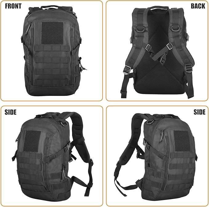Small Tactical Backpack 12L Molle Bag Rucksack Army Daypack Military Daypack for Outdoor,Hiking (Black)