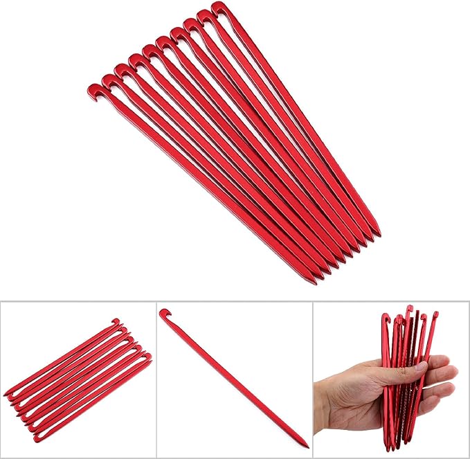 Zerone Tent Stake,10pcs 16cm/6.29in Outdoor Heavy Duty Galvanized Non-Rust Tent Pegs, Aluminum Camp Awning Canopy Accessories Tent Rock Stakes Pegs Nails for Camping