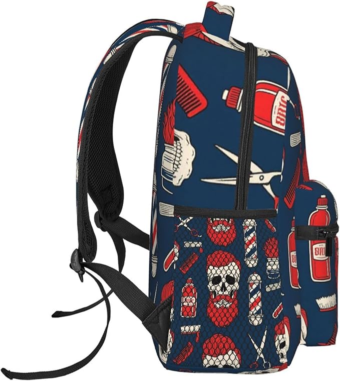 Men Women Polyester Vintage Barber Shop Tools Casual Daypack Large Capacity Carry On Bag With Adjustable Shoulder Straps for Camping Work Running