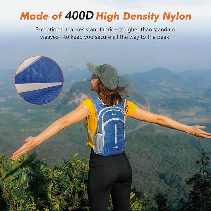 Seektop Expandable Small Hiking Backpack 12L-15L Lightweight Packable Waterproof Daypack with Phone Pocket for Women Men