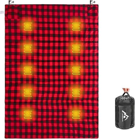 Heated Sleeping Bag pad, Heated Sleeping Bag Liner, 5 Heating Zones, Multi USB Power Supported, Operated by Battery Power Bank or Other USB Power Supply, Compact Bag Included.