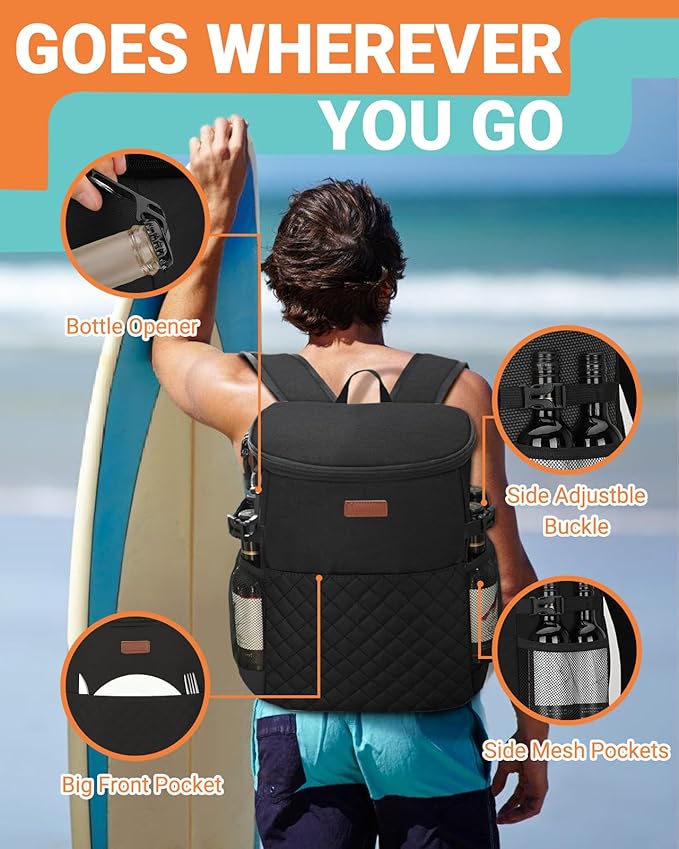 Soft Cooler Backpack 30 Cans/45 Cans, Backpack Coolers Insulated Leak Proof Thermal Lunch Backpack for Men Work Small Cooler Bag Beach Travel Picnic Drink Beverage Beer