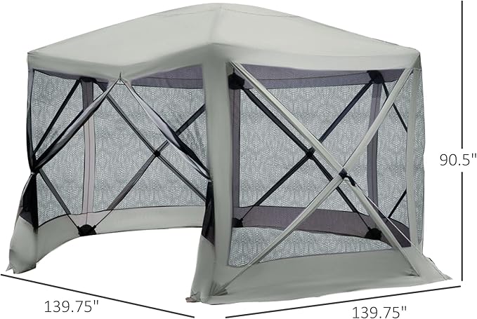 Outsunny 12' x 12' Hexagon Screen House, Pop Up Tent Portable Gazebo Canopy Shelter with Mesh Netting Walls, Carry Bag and Shaded Interior, Beige