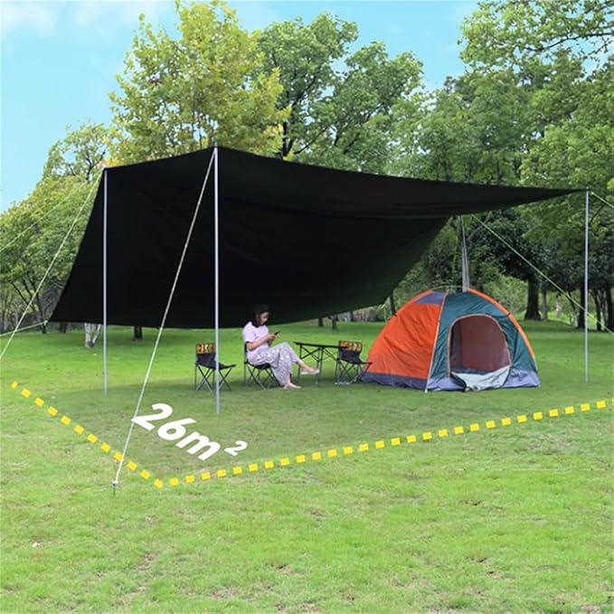 Instant Setup 19.69x14.44ft Blackout Camping Canopy UPF 50+ Sunshade Tarp Waterproof Rain Fly for Hiking, Hammock,Backyard,Tent Canopy