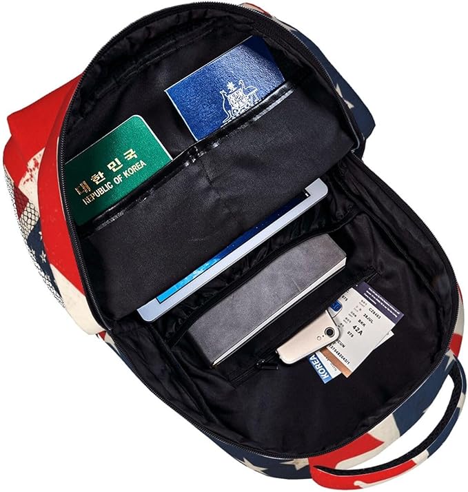 Daypack Backpack Polyester Anti-Theft Multipurpose Usa America Ca Canada Flag Art Bookbag Big Capacity Travel Hiking Camping Rucksack With Smooth Zippers