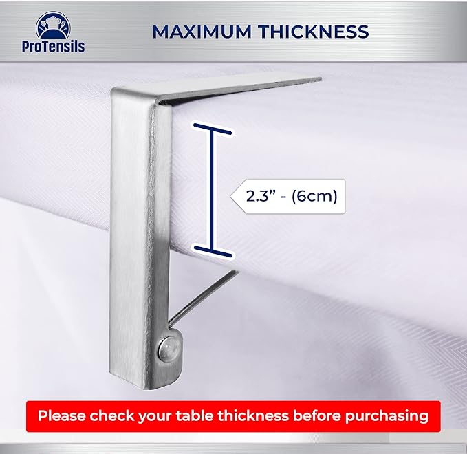 6 Pcs Picnic Tablecloth Clips for Outdoor Tables - Stainless Steel Clamps, Fits 2.3" Thick Tables, Metal Holders for Dining Table Cloth