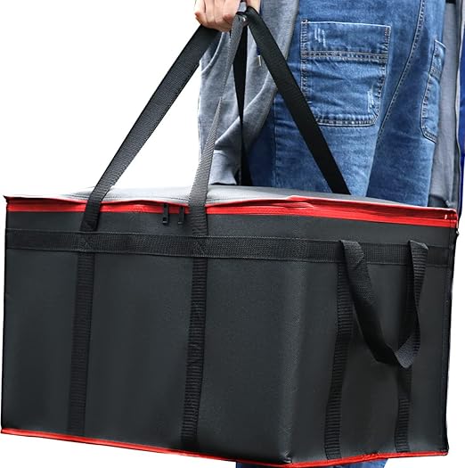 for doordash Catering Bag 22x14x13 Black Red Insulated Food Delivery Bag Cooler Bags Keep Food Warm Catering Therma for doordash Catering Cooler BagsTherma Shopper hot XXXL 22w x 14 lx 13d