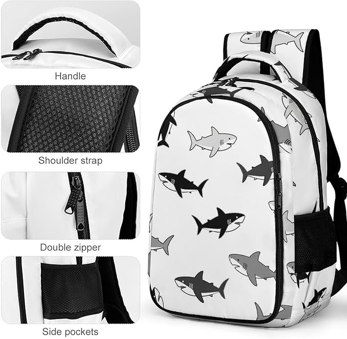 Carry On Travel Backpack Shark Silhouette, Large Sturdy Anti Theft Laptop Bag with Multi Compartments for Business Weekender Hiking