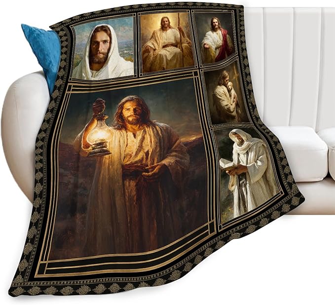 Christian Jesus Blanket Religious Catholic Jesus Throw Blankets Gifts for Girls Boys Kids Soft Cozy Fleece Plush for Couch Sofa Bed 80"x60"