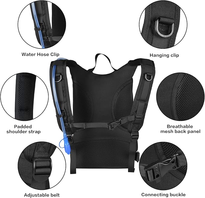 MOSISO Tactical Hydration Pack Backpack, Lightweight Military Daypack Water Backpack Rucksack Bag with 3L Water Bladder