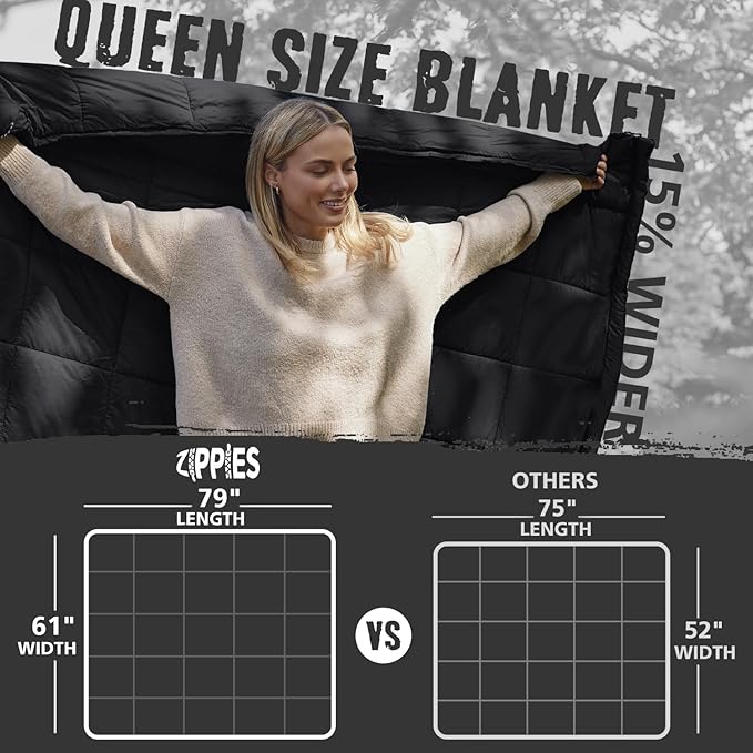 3M Thinsulate Insulation Puffy Camping Blanket for Cold Weather, Queen Size Warm Camping Quilt with Zipper, Waterproof Outdoor Sleeping Bag for Hammock, Cozy & Versatile Gift for Men and Women