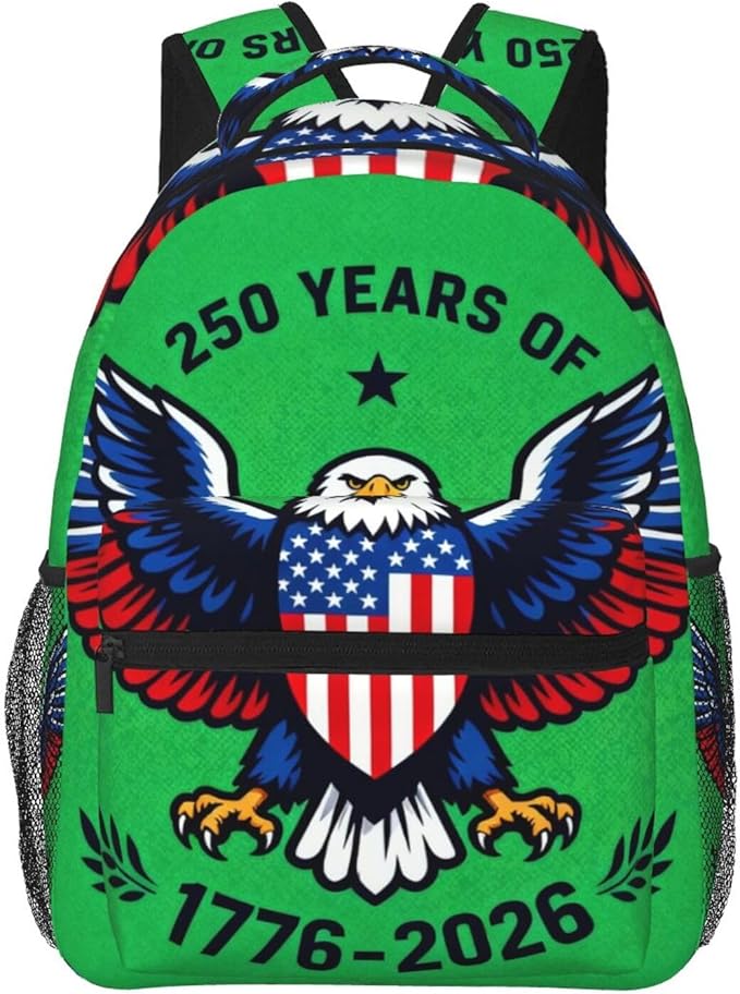 Rucksack Polyester Anti-Theft Multipurpose America 1776-2026 250 Years Birthday Patriotic Art Carry On Bag Large Capacity Travel and Sport Backpack Rucksack With Smooth Zippers