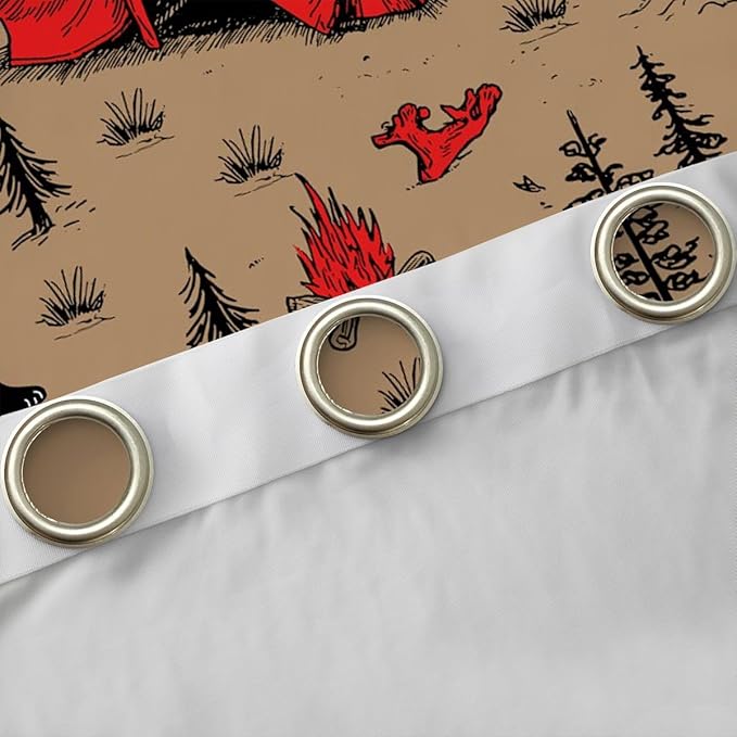 Feelyou Vintage Camper Blackout Curtains Wildlife Animal Bear Darkening Drapes for Bedroom Living Room Decor Happy Camping Thermal Insulated Shades Window Treatments, 2 Panels 52 x 90 Inch