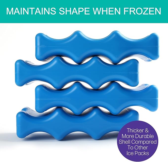 Ice Pack for Coolers, Breastmilk Bottle Storage, Lunch Box, Insulated Contoured Freezer Pack, Long Lasting Reusable Cool Pack for Beer Soda, Camping Beach Picnic