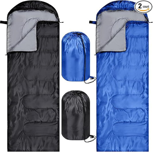 Tudomro 2 Pcs Camping Sleeping Bag for Adults, Lightweight Packable Waterproof Camping Gear Equipment to Keep Warm for Spring Summer Fall Indoor Outdoor Backpacking Hiking Travel