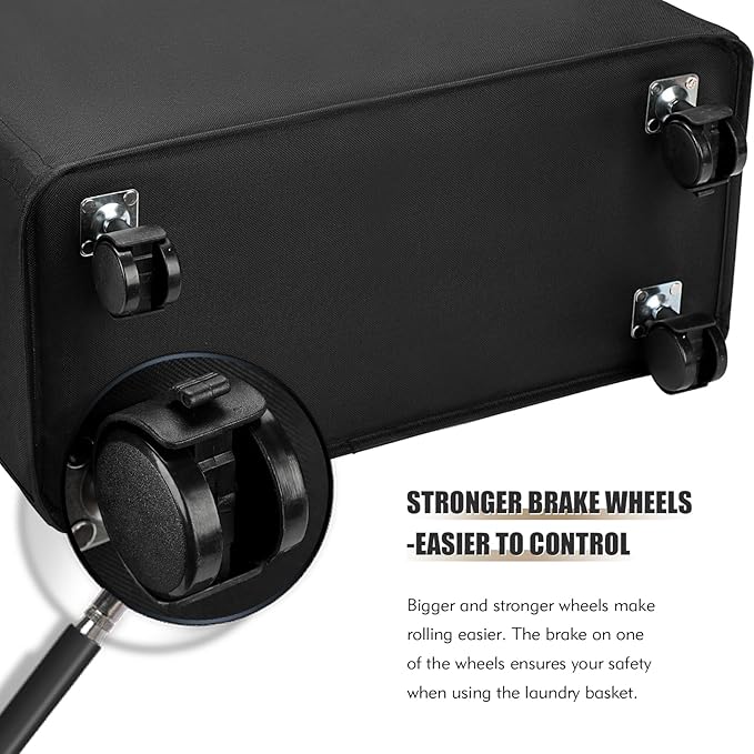 DOKEHOM 25-Inches Slim Laundry Basket on Wheels, Collapsible Rolling Laundry Hamper, Foldable Narrow Corner Clothes Storage Bins (Black)