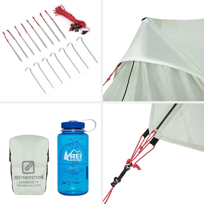 Featherstone Backbone Ultralight Tent for Backpacking, Camping, Thru Hiking - Trekking Pole Backpacking Tent - Waterproof, Single-Wall, Durable Shelter - Compact, Light, & Easy to Carry