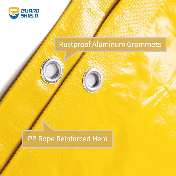 GUARD SHIELD Tarp 16x20 Feet Waterproof Yellow/Silver Tarps 8Mil Multi Purpose UV Resistant Cover for Outdoor,Camping,Tent,Boats
