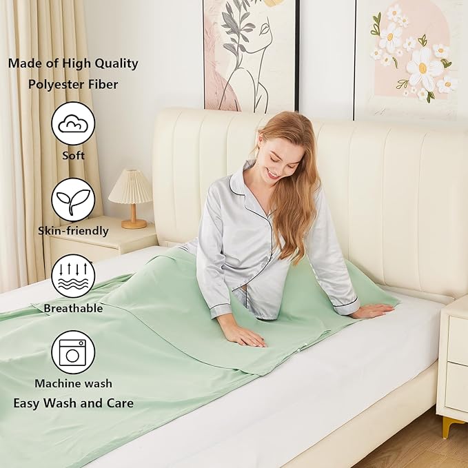 Sleeping Bag Liner Camping Adult Sleep Sack Lightweight Travel Sheet for Hotel Bed Compact Ultralight Essential Cleaning Supplies Kit Travel Bedding Set for Backpacking