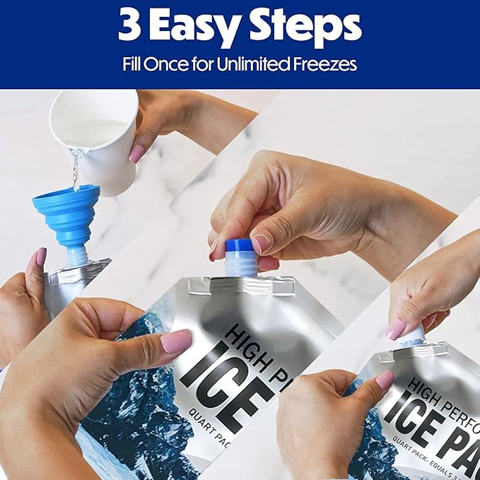 Reusable Ice Packs for Coolers Long Lasting Gel Freezer Packs for Cooler Bag Backpacks, Lunch Box, Cooler Bag, Keeps Food Cold Fresh (Small Set of 3)