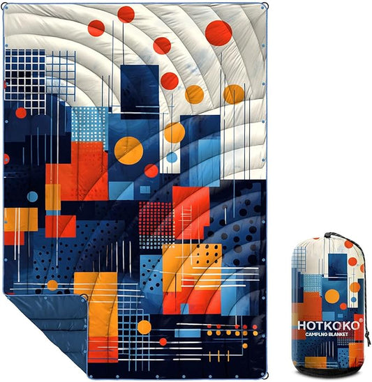 Camping Blanket,Puffy Printed Camp Blankets Lightweight Packable for Outdoor Camping,Traveling, Stadium, Hiking, Picnics