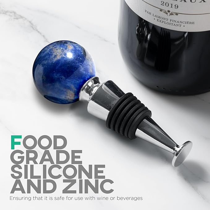 Homestia Wine Stopper, Wine Bottle Stopper Wine Saver with Silicone Reusable Wine Corks, Leak Proof Keep Fresh, Perfect for Wedding Parties and Gifts (Blue, Gemstone)