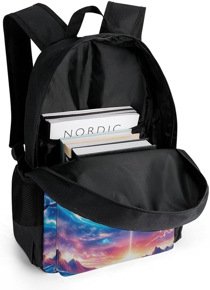 Polyester Daypack for Hiking Work Running, Big Capacity Anti-Theft Multipurpose Shoulder Bag, Galaxy Dolphin Star Space Travel and Sport Backpack Rucksack