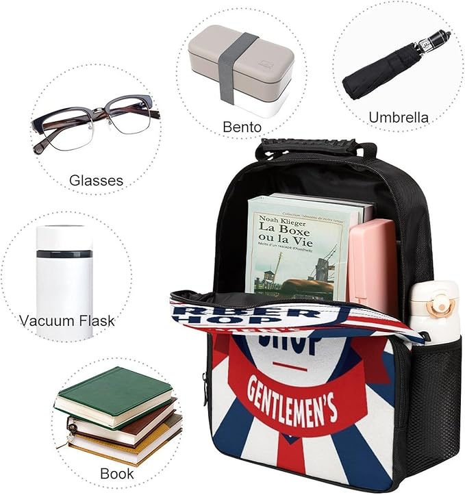 Men Women Lightweight Vintage Emblem Of Barber Shop Flag Backpack Large Capacity Carry On Bag With Padded Straps for Sports Work Walking Cycling
