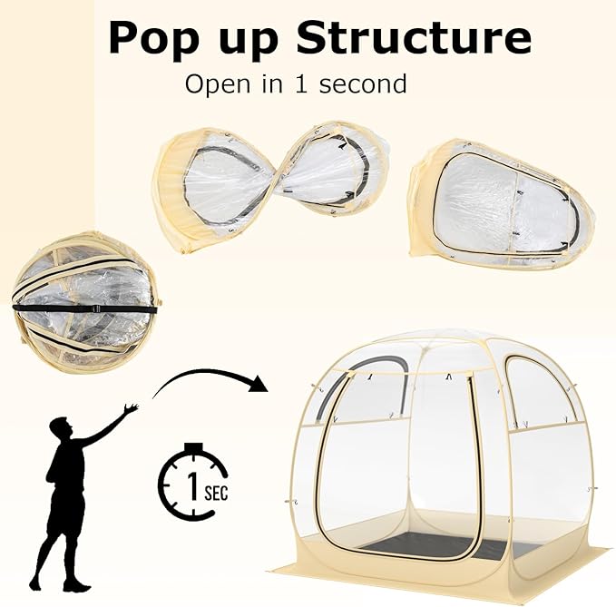 Goplus Sports Tent, Instant Pop up Weatherproof Shelter, Portable & Foldable Outdoor Clear View Bubble Tent w/Carrying Bag, Floor Mat, Watch Sports Events Camping