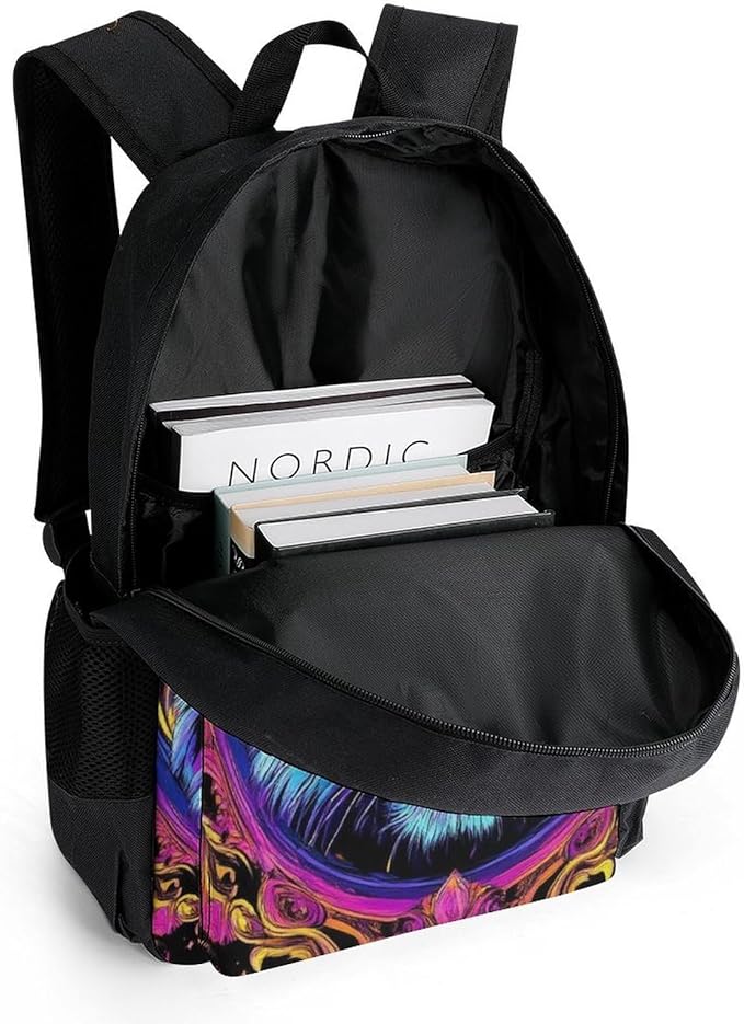 Supdreamc Daypack Backpack Anti-Theft Multipurpose Big Capacity Bookbag, Magical Animal King Tiger Art Business Computer Bag With Side Pockets