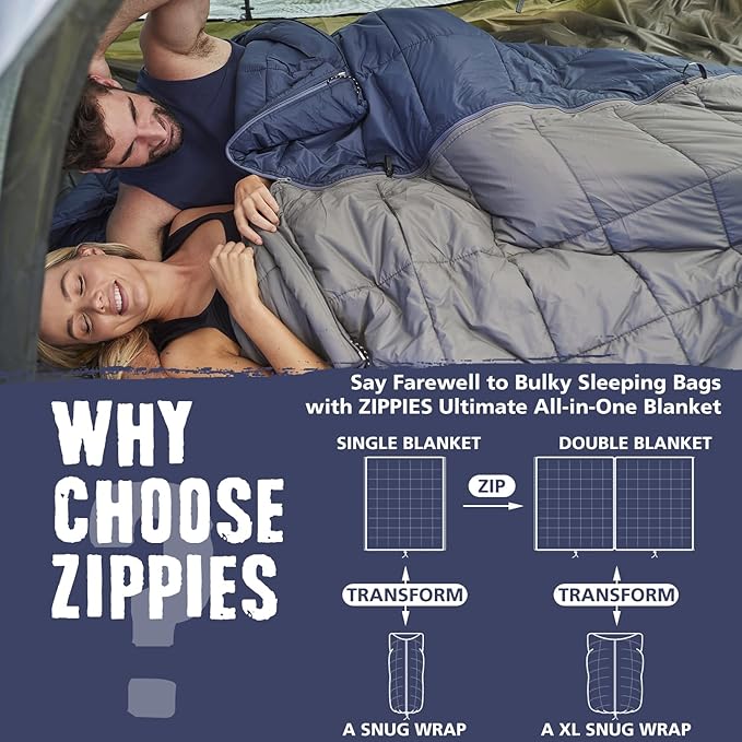 3M Thinsulate Insulation Puffy Camping Blanket for Cold Weather, Queen Size Warm Camping Quilt with Zipper, Waterproof Outdoor Sleeping Bag for Hammock, Cozy & Versatile Gift for Men and Women