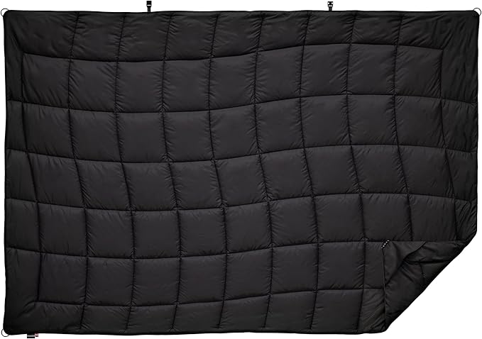 Versatile Packable Outdoor Camping Blanket, Puffy Blanket, Primaloft® Insulation, Warm, Durable, Lightweight, Waterproof, Oversize, Beach, Stadium, and More! 55"x80" (Black Beauty)