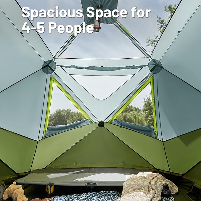 TIMBER RIDGE 4/6/8 Person Instant Pop Up Cabin Tent, Easy 60 Second Setup, Weather Resistant Camping Family Hub Tent with Rain Fly and Carry Bag for Outdoor Camping & Overlanding