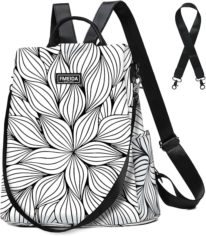 Fmeida Backpack Purse for Women Travel Anti Theft Backpack with Back Zipper Opening Waterptoof Daypack White