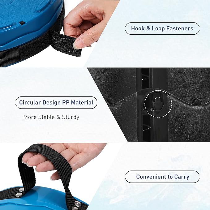 Upgraded Collapsible Stool, Portable Folding Stool with Load Capacity 500lbs for Adults, Sturdy Telescopic Seat for Camping Fishing Hiking BBQ, Blue