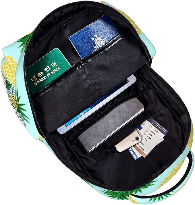 Polyester Daypack for Hiking Work Running, Big Capacity Anti-Theft Multipurpose Shoulder Bag, Hawaiian Tropical Pineapple Travel and Sport Backpack Rucksack