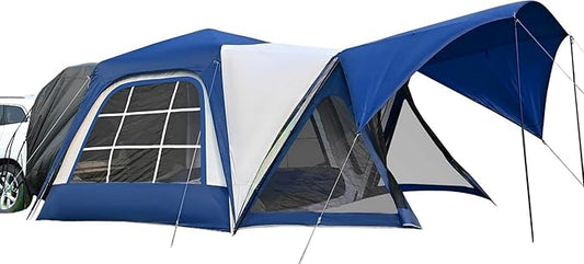 SUV Tent Attachment for Camping, Car Tents for SUV Tailgate Tents with Screen Room & Awning,Easy Set Up Car Camping Pop Up Tent - NavyBlue