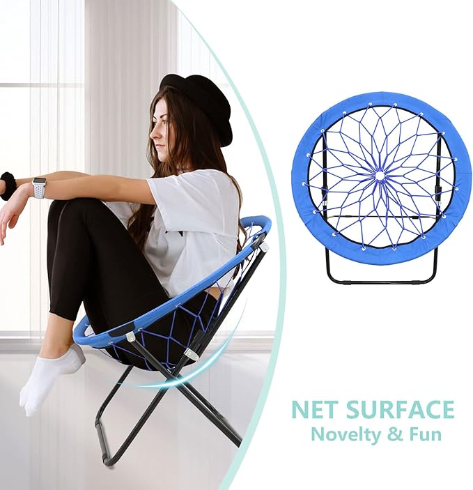 Bungee Chair Portable Foldable, Dish Chair Bunjo Game Chair for Outdoor and Indoor and Camping and BBQ (Royal Blue)