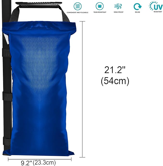 4 Pack (Upgrade) SANWAY Sand Bags for Canopy Weights(Unfilled)-Portable and Durable to Secure Tents, Canopies, and Umbrellas at Outdoor Events (Blue, 120 LBS)